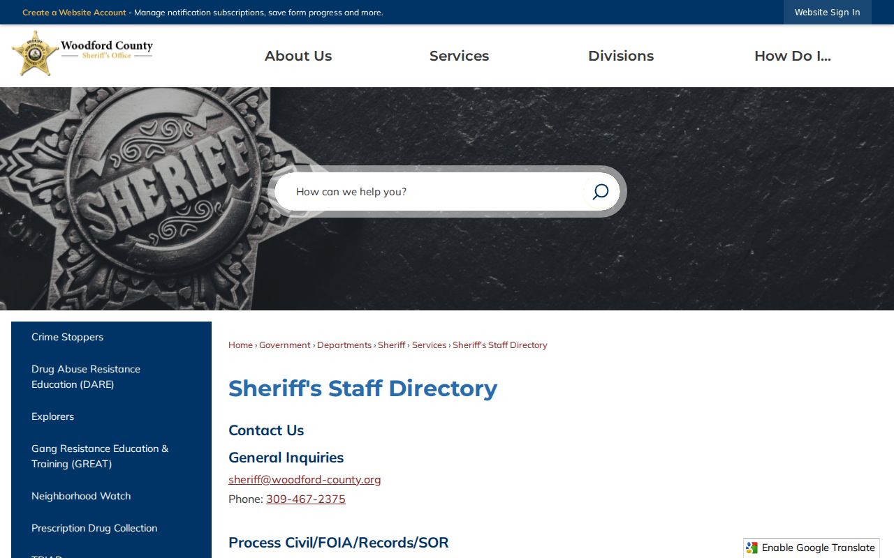 Woodford County arrest records sheriff directory