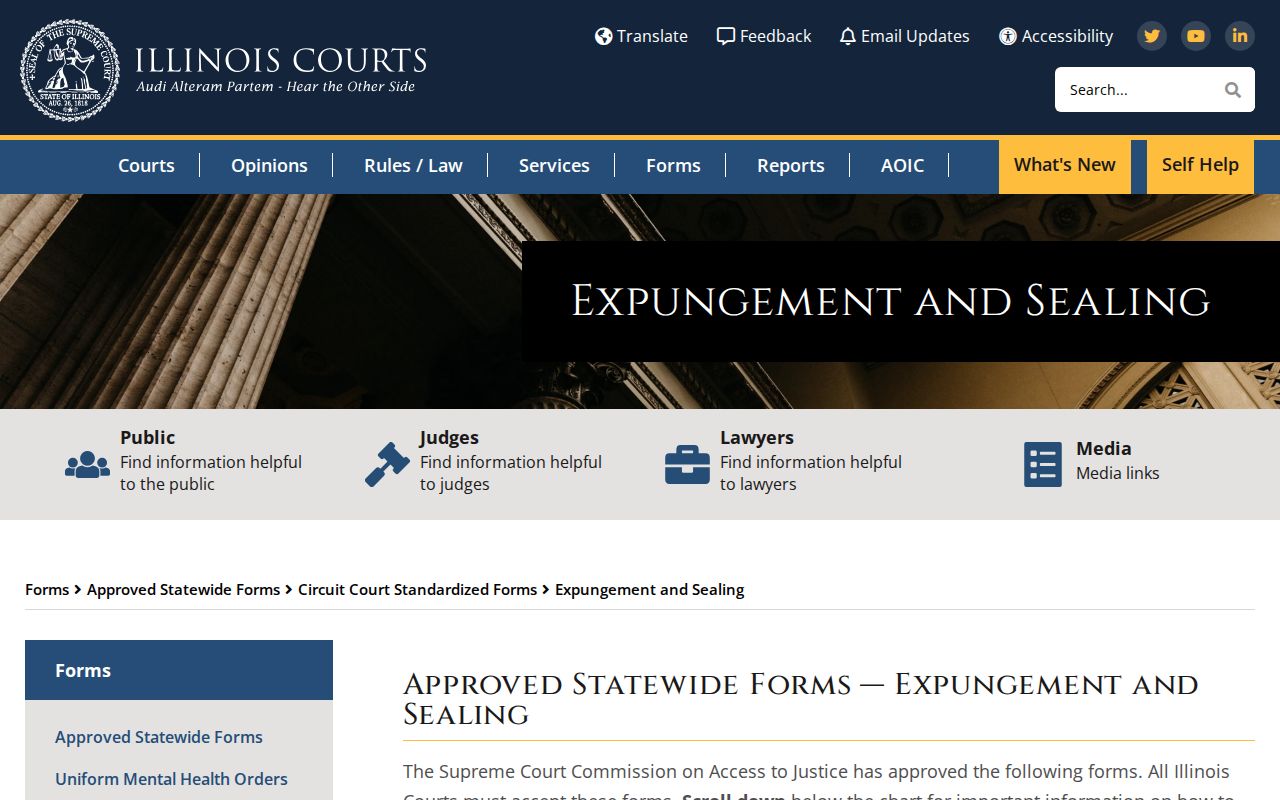 Woodford County court case expungement and sealing forms