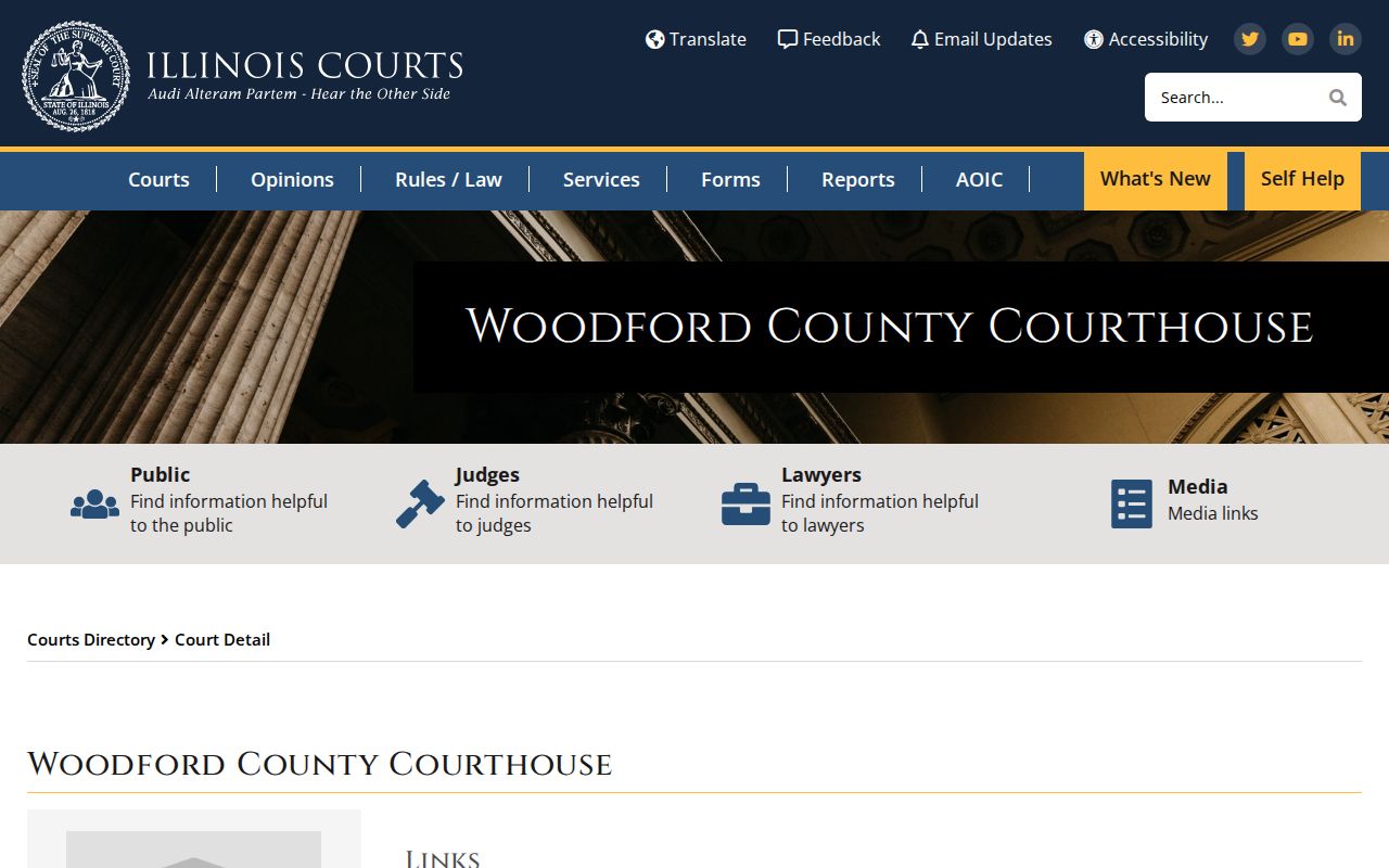 Woodford County Courthouse visitor and court directory