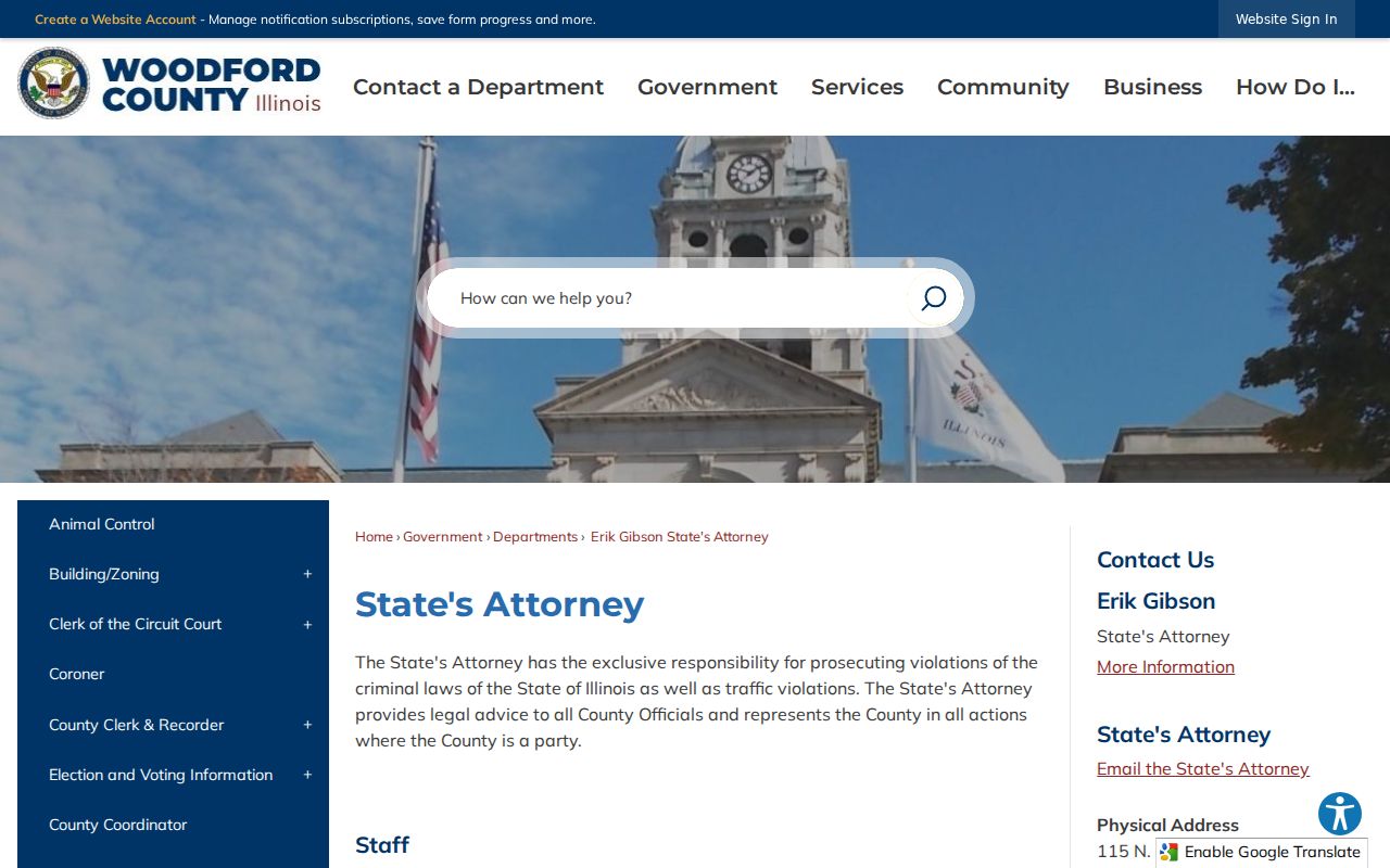 Woodford County State's Attorney responsibilities and office information