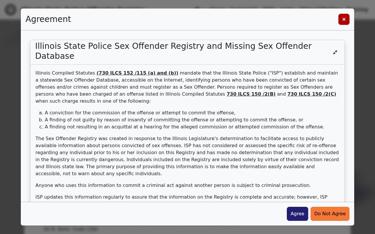 Woodford County sex offender registry lawful-use agreement